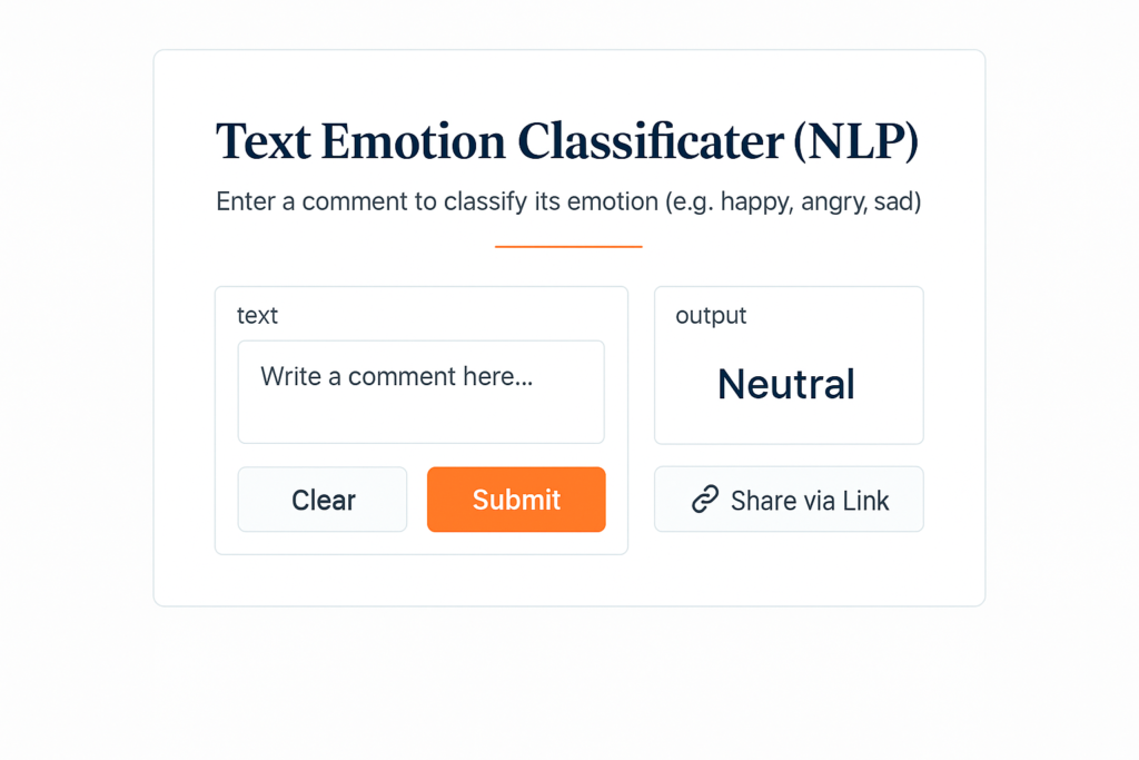 Text Emotion Classifier - NLP model predicting emotions from text comment input